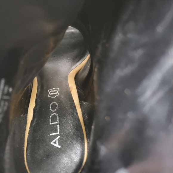 Size 6.5 ALDO Tan/Beige Rigoli Suede Wrap Peep Toe Block Heel - Picture 9 of 13